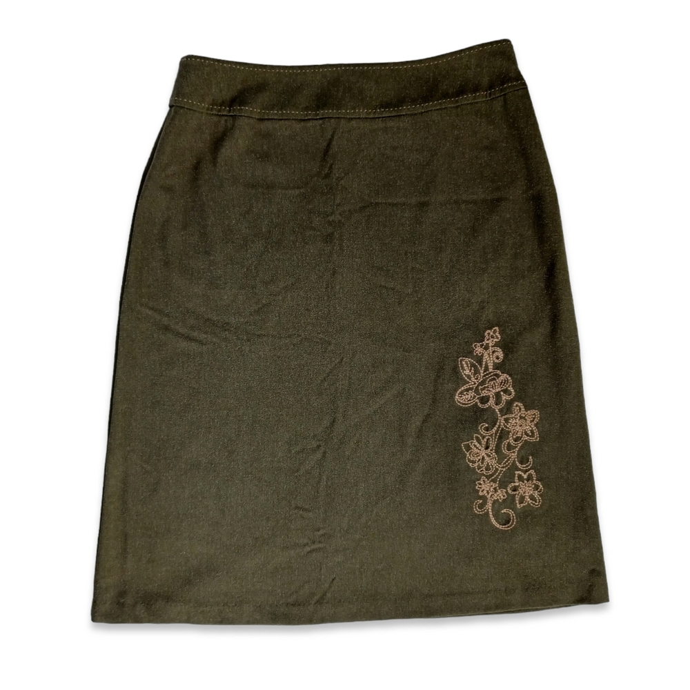 Zoe Womens Midi Skirt Olive Army Green Straight Office No Slit Plus Size 16